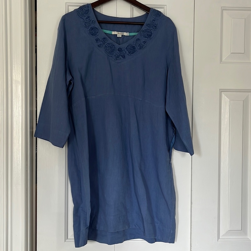 Boden Tunic-Style Linen Dress w/ Side Zip